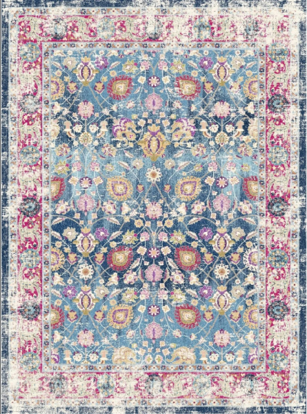 Wilton tapijt 'Bouhjar' 400x600cm - Blauw/Roze/Multi