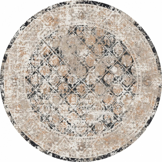Ronde tapijt 'Douz' 120cm - Zwart/Multi