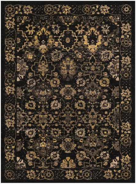 Wiltonmatta 'Fernana' 240x340cm - Zwart/Goud