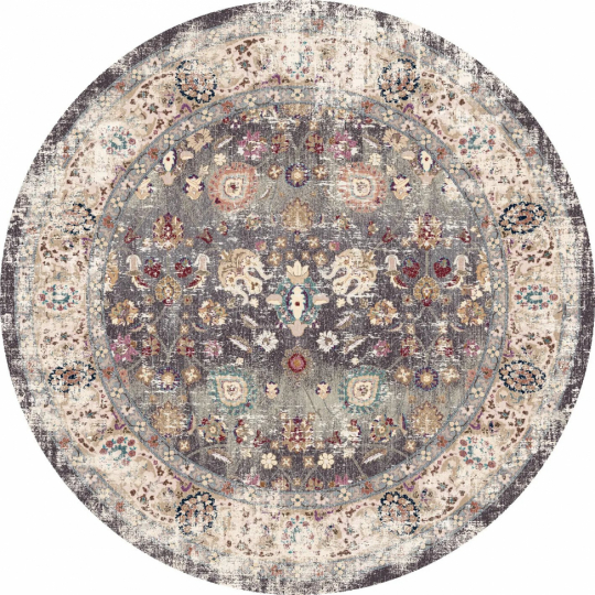 Rond tapijt 'Bouhjar' 120cm - Grijs/Multi