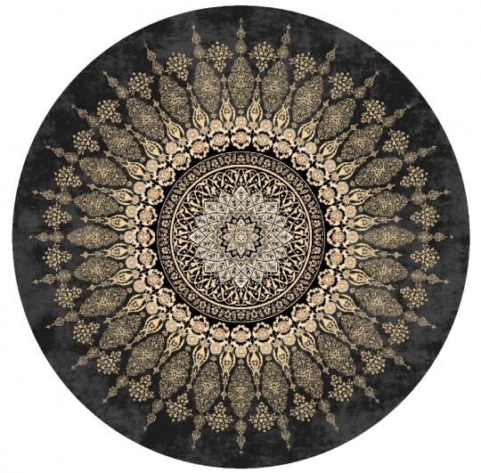 Rond tapijt ' Sandrigo' 240cm - Zwart/Goud