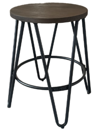 Hocker 'Rustic' 45cm - Hout/Staal