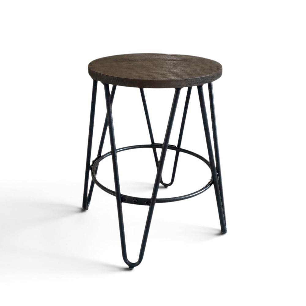Hocker 'Rustic' 45cm - Hout/Staal