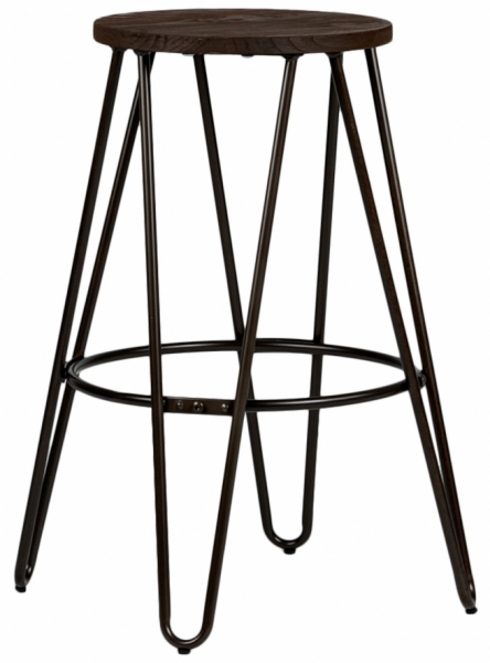 Hocker 'Rustic' 65cm - Hout/Staal