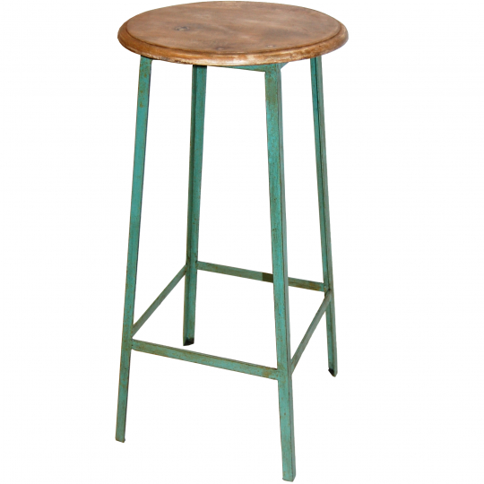 Barstoel 'Wooden Seat' - Turkoois