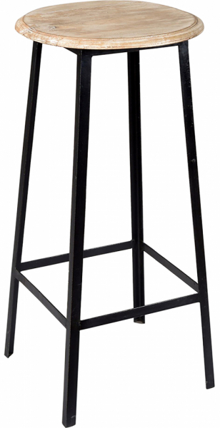 Barstoel 'Wooden Seat' - Zwart