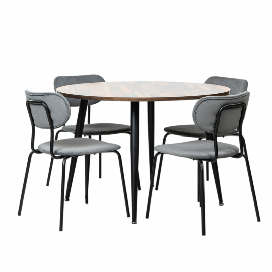 Eettafel 'Rond Kungsholmen' - 1 Tafel & 4 Stoelen