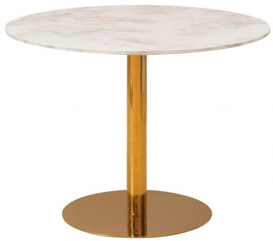Eettafel 'Marbleous' Rond 100cm - Messing/Wit