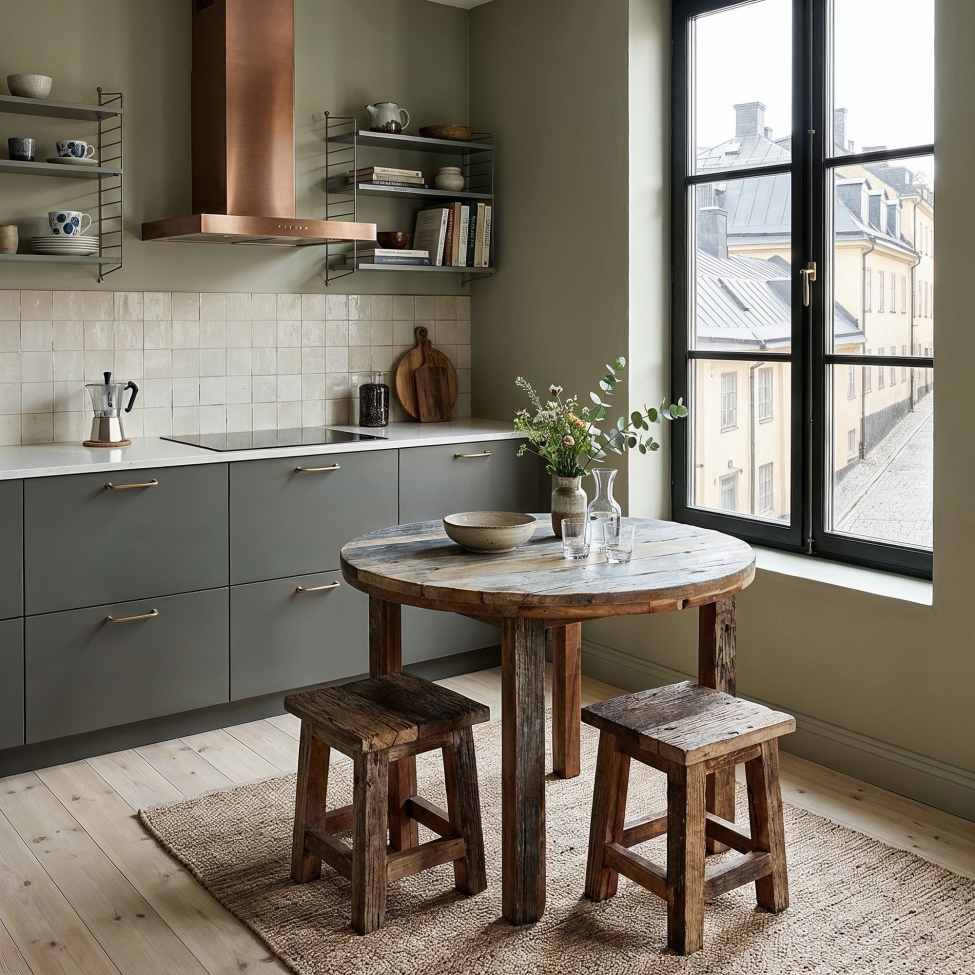 Ronde eettafel 'Birka' 105 x 105 cm - Vintage