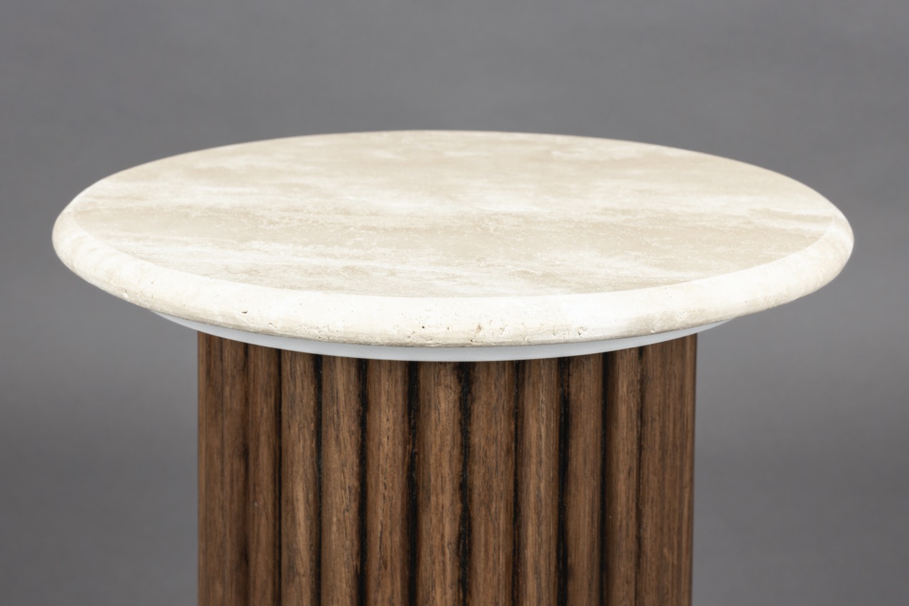 Bijzettafel 'Arda' - Noten/travertin