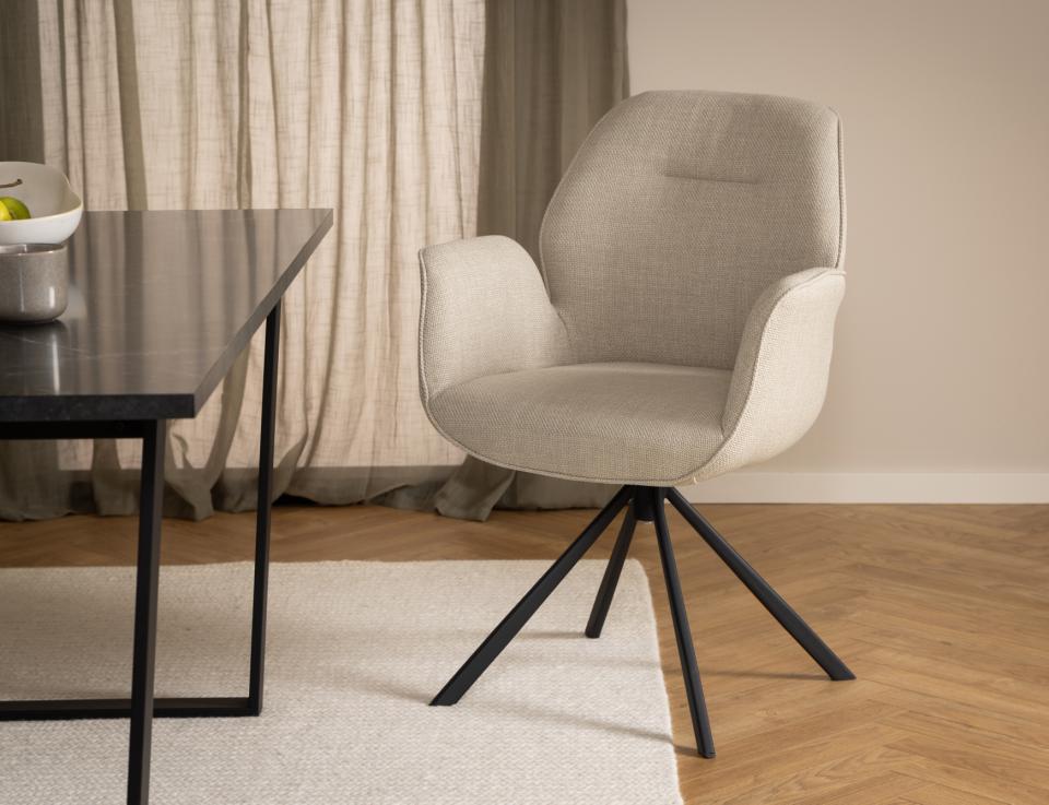 Stoel 'Bjuv' - Beige/Zwart