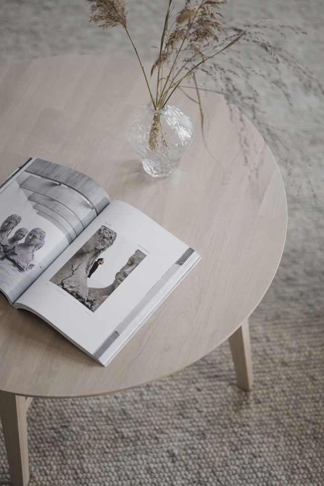 Salontafel 'Filippa' Rond 90cm - Witgeolied eiken