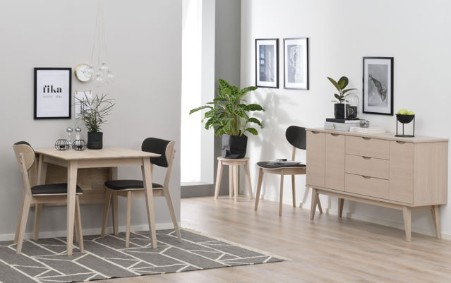 Eettafel 'Filippa' 80x80cm - Witgeolied Eiken