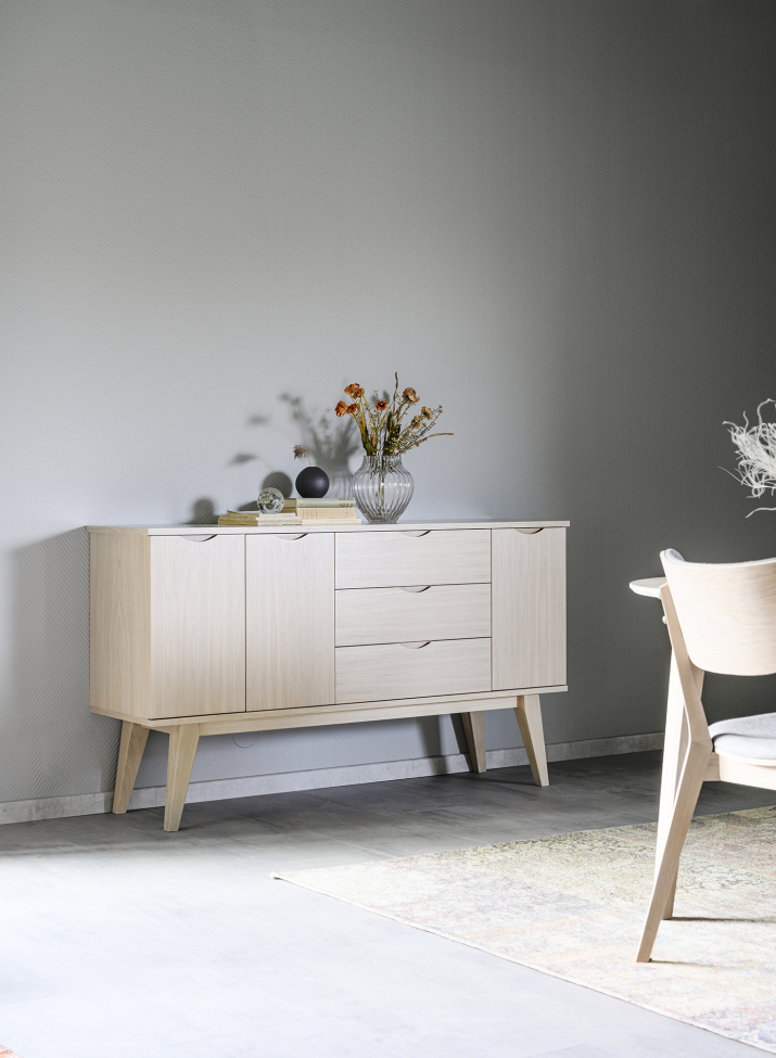Dressoir 'Filippa' 122x85cm - Eiken/Witgeolied