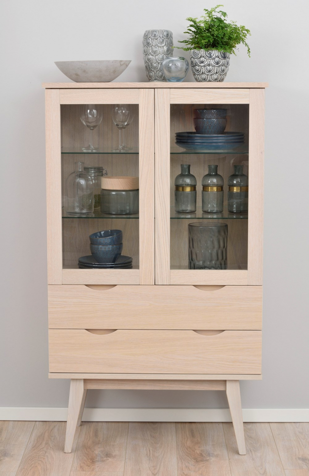 Vitrinekast 'Filippa' 81x140cm - Witgeolied