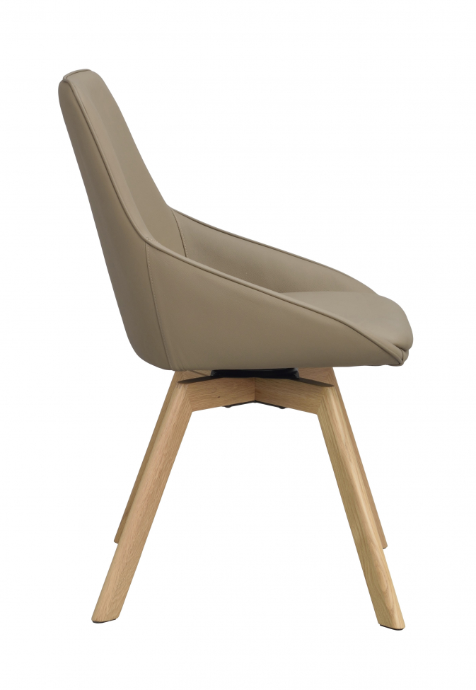 Stoel 'Alison' Leer - Beige/eik