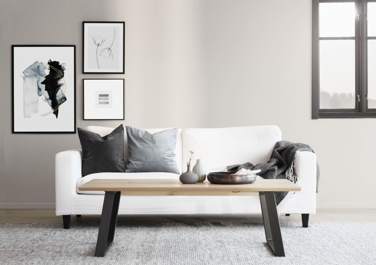 Salontafel 'Melville' 140x65cm - Witgeolied Eiken/Zwart