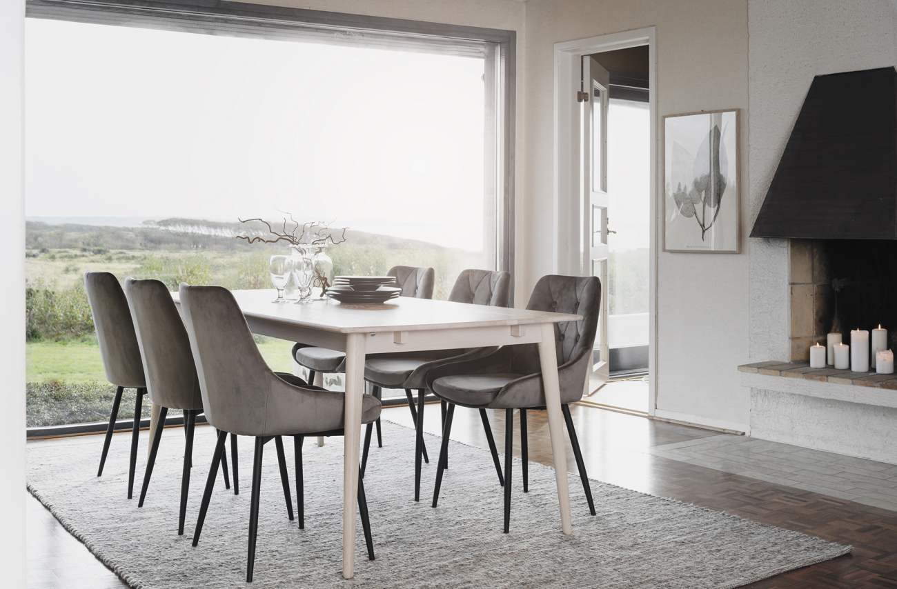 Eettafel 'Tyler' 180x90cm - Witgeolied Eik