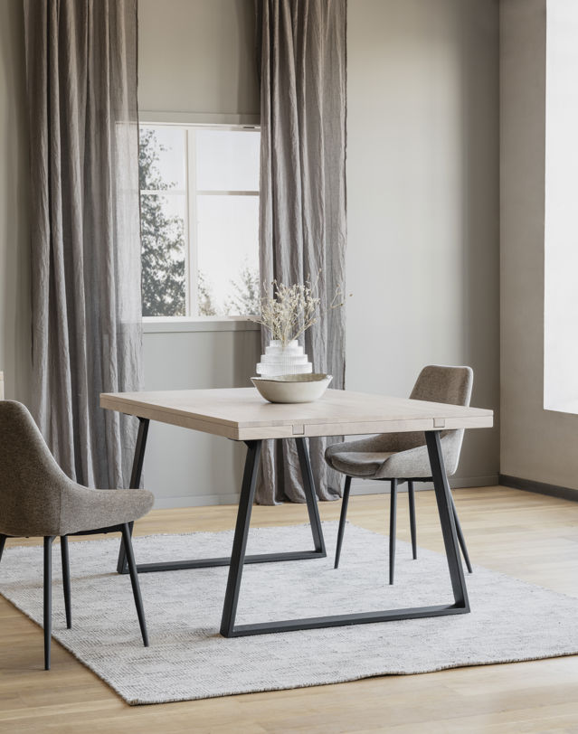 Eettafel 'Brooklyn' 220x95cm - Witgeolied/Zwart U-poot