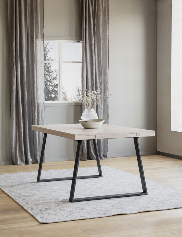 Eettafel 'Brooklyn' 220x95cm - Witgeolied/Zwart U-poot