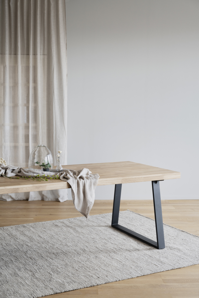 Eettafel 'Brooklyn' 220x95cm - Eik/Zwart U-poot
