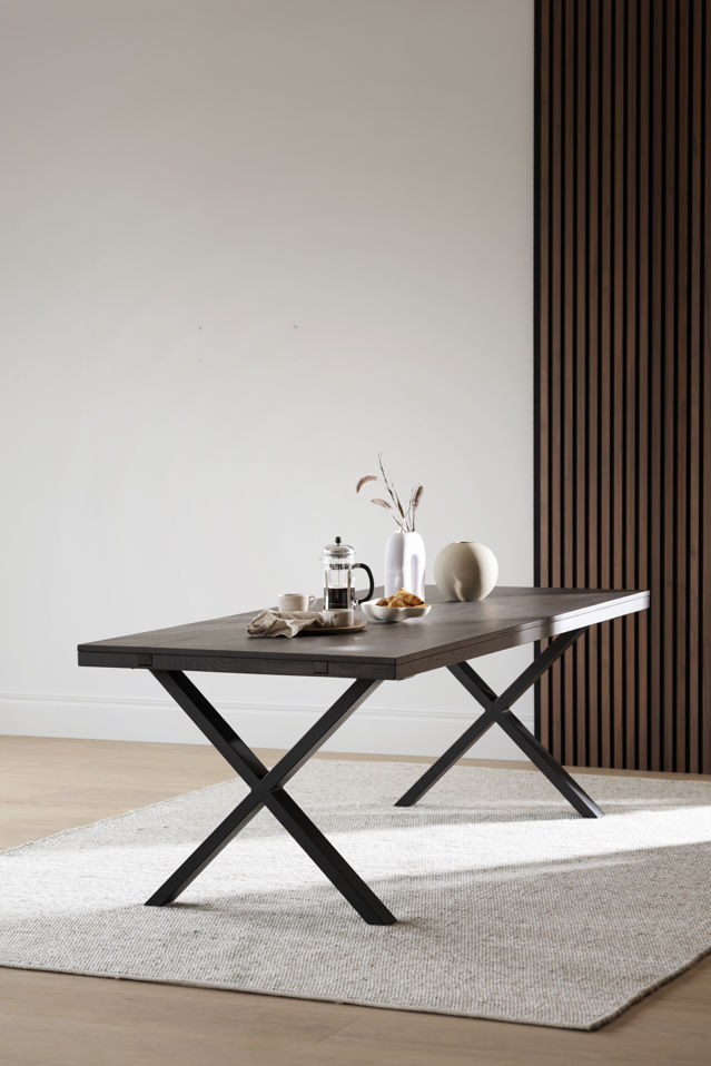 Eettafel 'Brooklyn' 220x95cm - Donkerbruin/X-poot