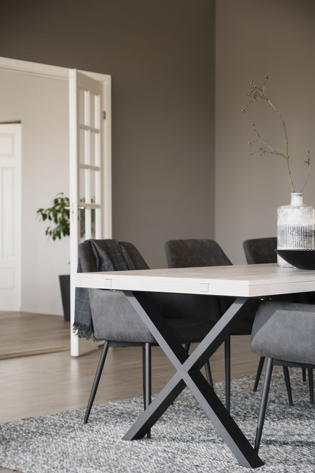 Eettafel 'Brooklyn' 220x95cm - Witgeolied/Zwart X-poot