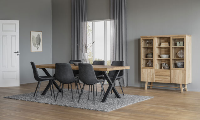 Eettafel 'Brooklyn' 220x95cm - Eik/Zwart Zwart X-poot
