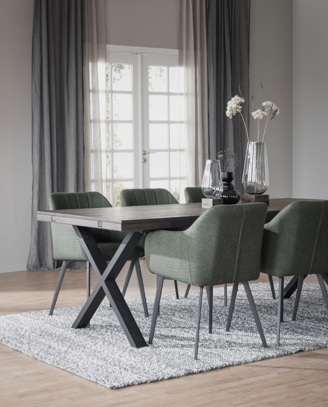 Eettafel 'Brooklyn' 170x95cm - Donkerbruin/X-poot