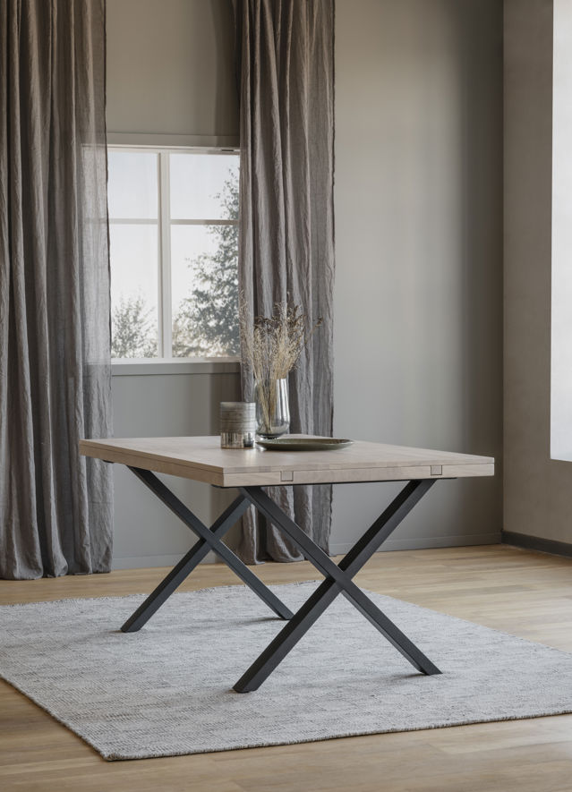 Eettafel 'Brooklyn' 170x95cm - Witgeolied/Zwart X-poot
