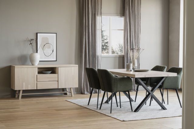 Eettafel 'Brooklyn' 170x95cm - Witgeolied/Zwart X-poot