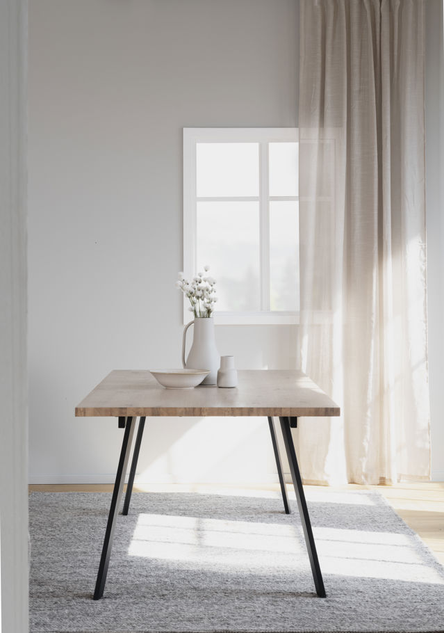 Eettafel 'Winnipeg' 200x100cm - Witgeolied/ Zwart