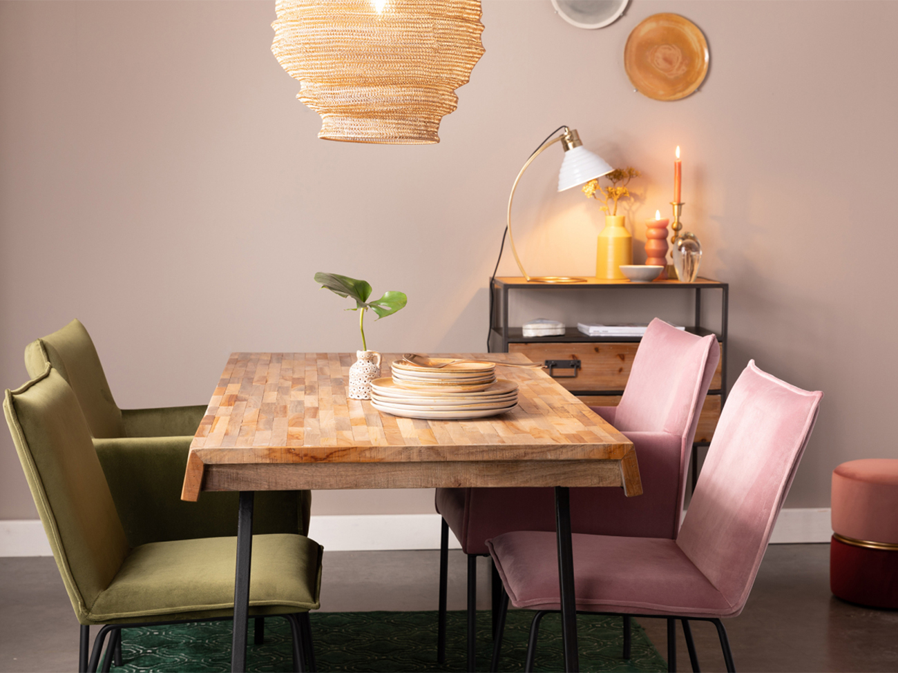 Fauteuil 'Dion' - Velvet/Roze
