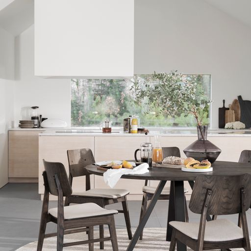 Eettafel 'Carradale' Rond 150cm - Zwart/V-poot