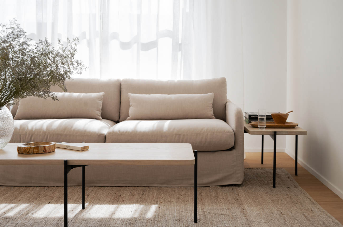 Salontafel 'Shelton' 95x50cm - Witgepigmenteerd eik