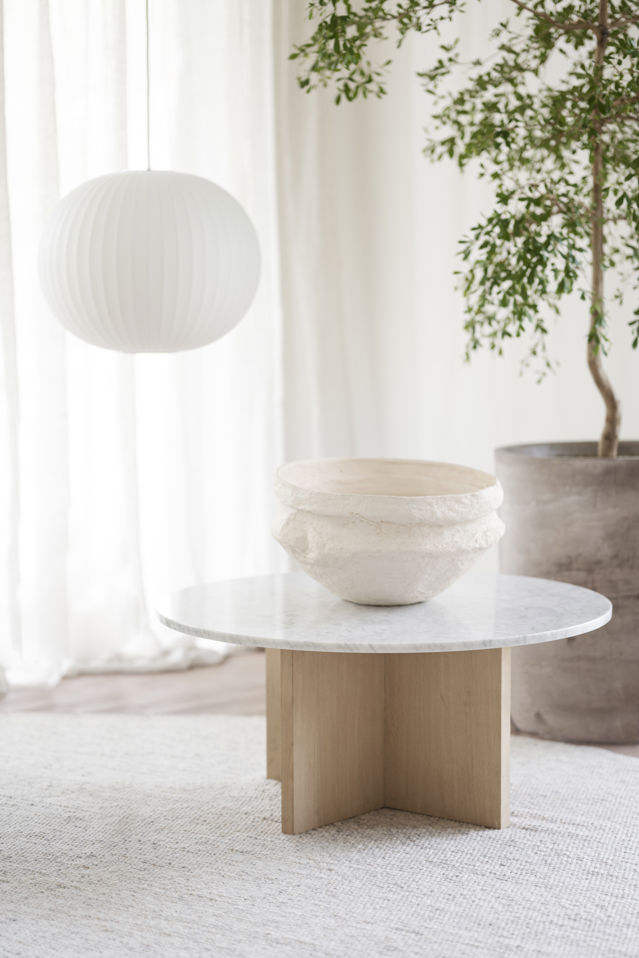 Salontafel 'Brooksville' Rond 90cm - Wit/Witgepigmenteerd