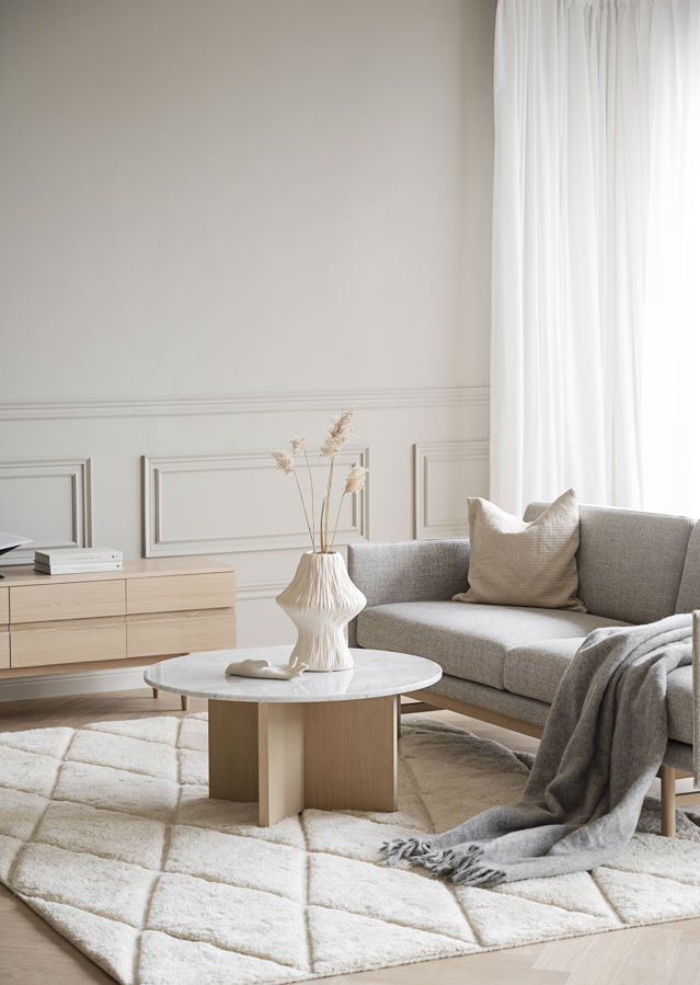Salontafel 'Brooksville' Rond 90cm - Wit/Witgepigmenteerd