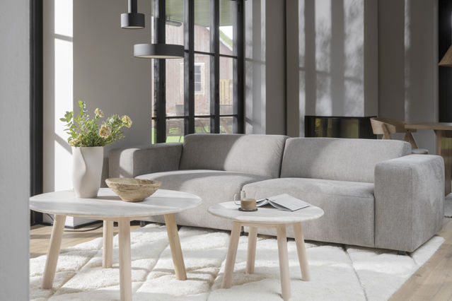 Salontafel 'Taransay' Rond 90cm - Beige/Witgepigmenteerd