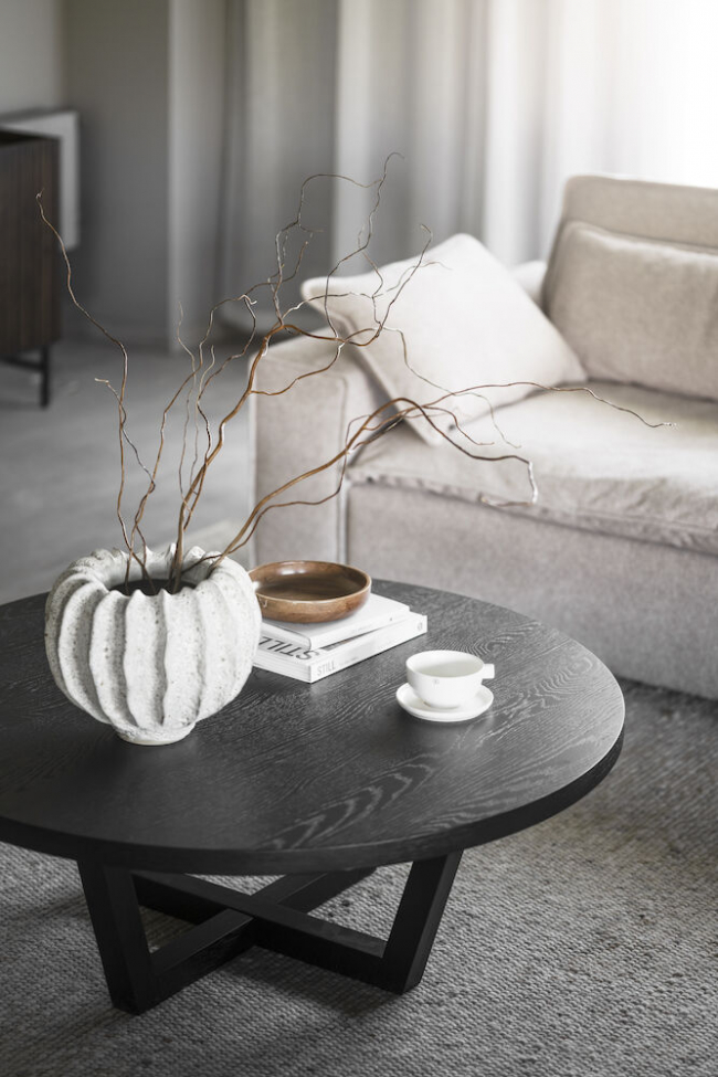 Salontafel 'Boxford' Rond 110cm - Zwart eik