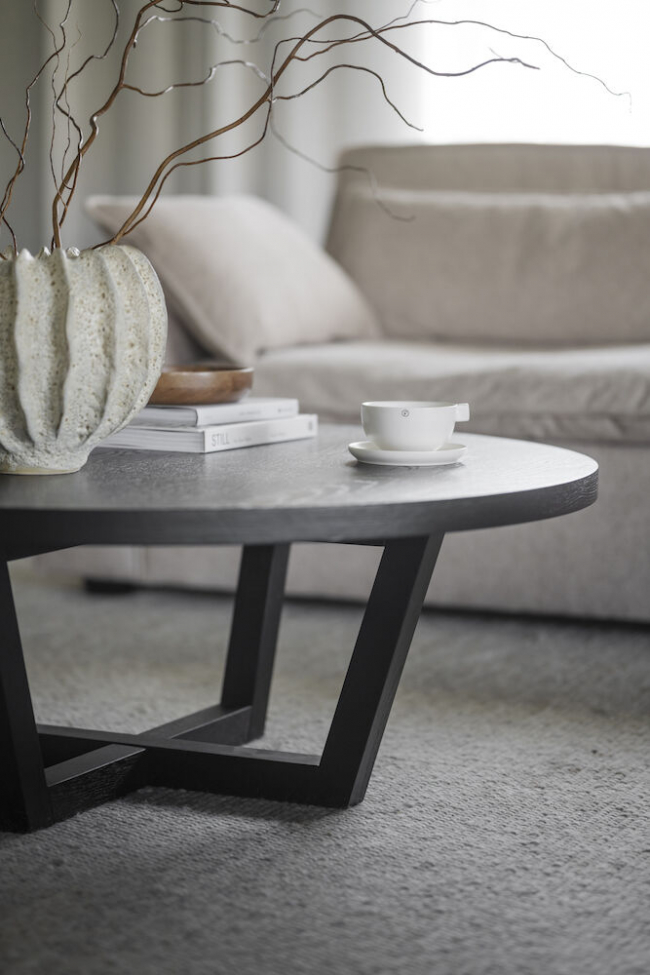Salontafel 'Boxford' Rond 110cm - Zwart eik
