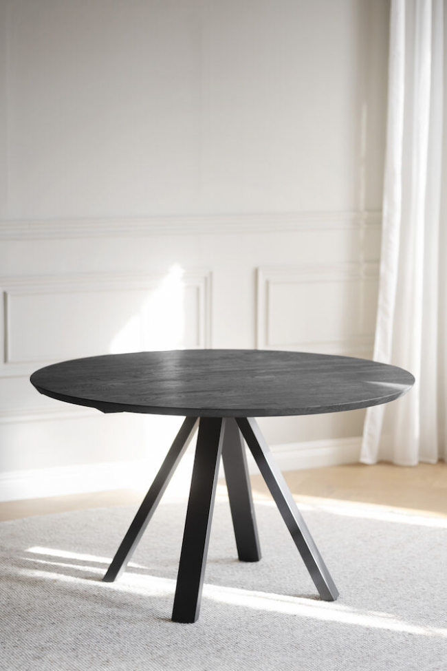 Eettafel 'Carradale' Rond 130cm - Zwart/V-poot