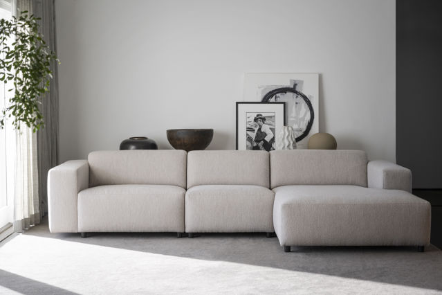 4-zitsbank 'Willard' chaise longue H - Lichtbeige
