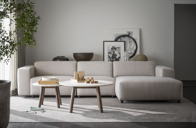 4-zitsbank 'Willard' chaise longue H - Lichtbeige