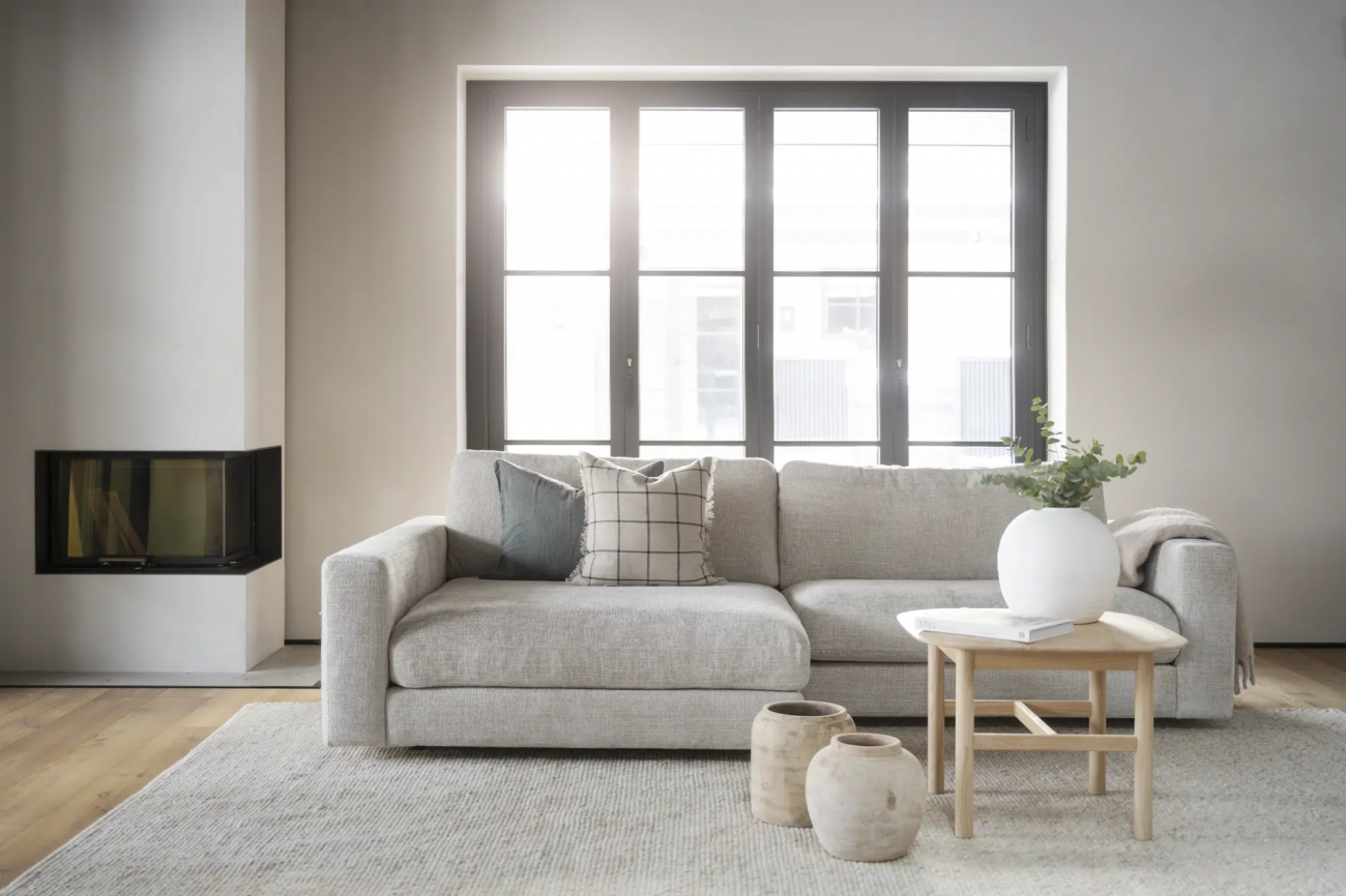 3-zitsbank 'Duncan' chaise longue V - Lichtgrijs