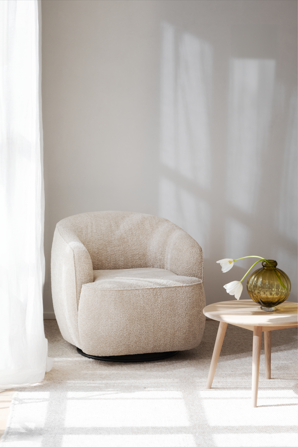 Fauteuil 'Dermot' Draai - Lichtbeige