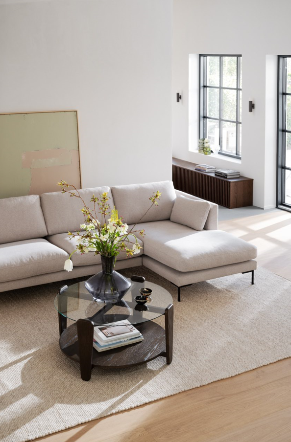 Bank 'Corwin' Chaise longue rechts - Lichtbeige