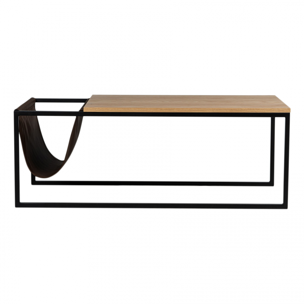 Salontafel incl. tijdschriftenrek 'Ylva' - Natuurlijk/Zwart