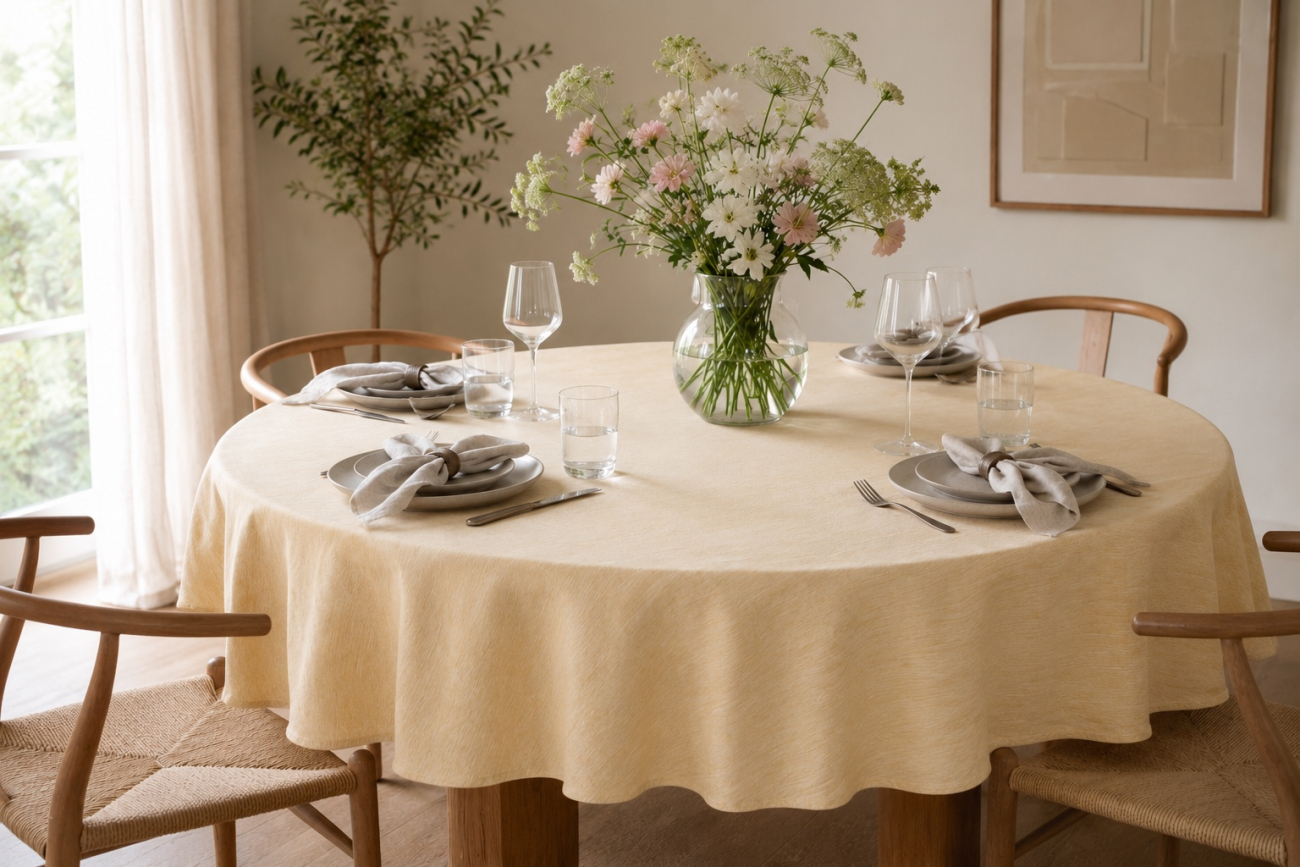 Tafelkleed 'Sabina' Rond 200cm - Geel