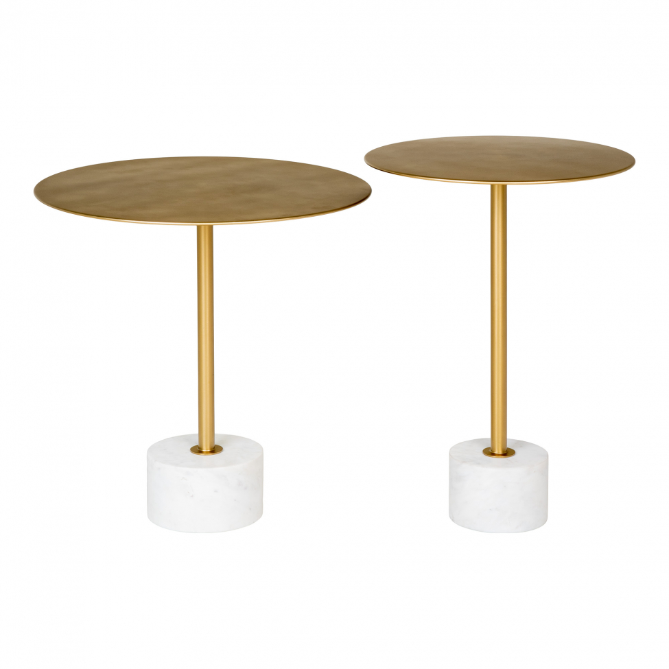 Bijzettafel 'Lecco' Rond 51cm - Marmer/Messing