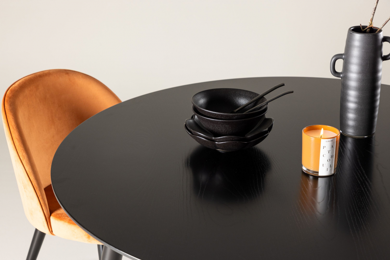 Eettafel 'Trosa' Rond 120cm - Zwart